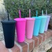 DIY Vinyl Compatible Pastel Cup Blank Cups Tumblers, 24 oz Matte Tumblers, Double Wall Acrylic Tumbler With Straw and Screw Lid BPA Free 