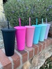 DIY Vinyl Compatible Pastel Cup Blank Cups Tumblers, 24 oz Matte Tumblers, Double Wall Acrylic Tumbler With Straw and Screw Lid BPA Free 