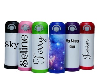 12oz Personalized custom Sublimation Sippy Cup Straight Stainless Steel Drinking Tumbler Sport Water Bottles with Handle