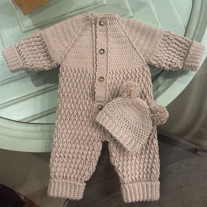 Crochet Newborn Romper and PomPom Hat