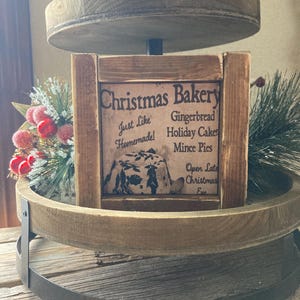 Primitive Christmas Bakery vintage Christmas Sign / Farmhouse Christmas Farmhouse  Sign/ Wood Signs / Tiered Tray Sign