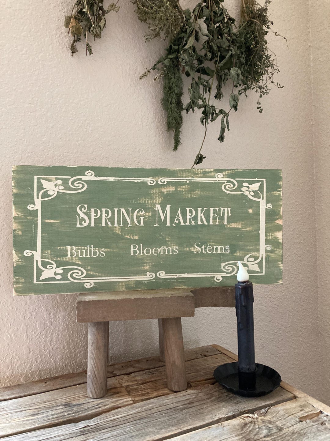 Store Spring Road Sign Spring Market Sign/ Primitive Spring Sign Decor Rustic Spring Market ...