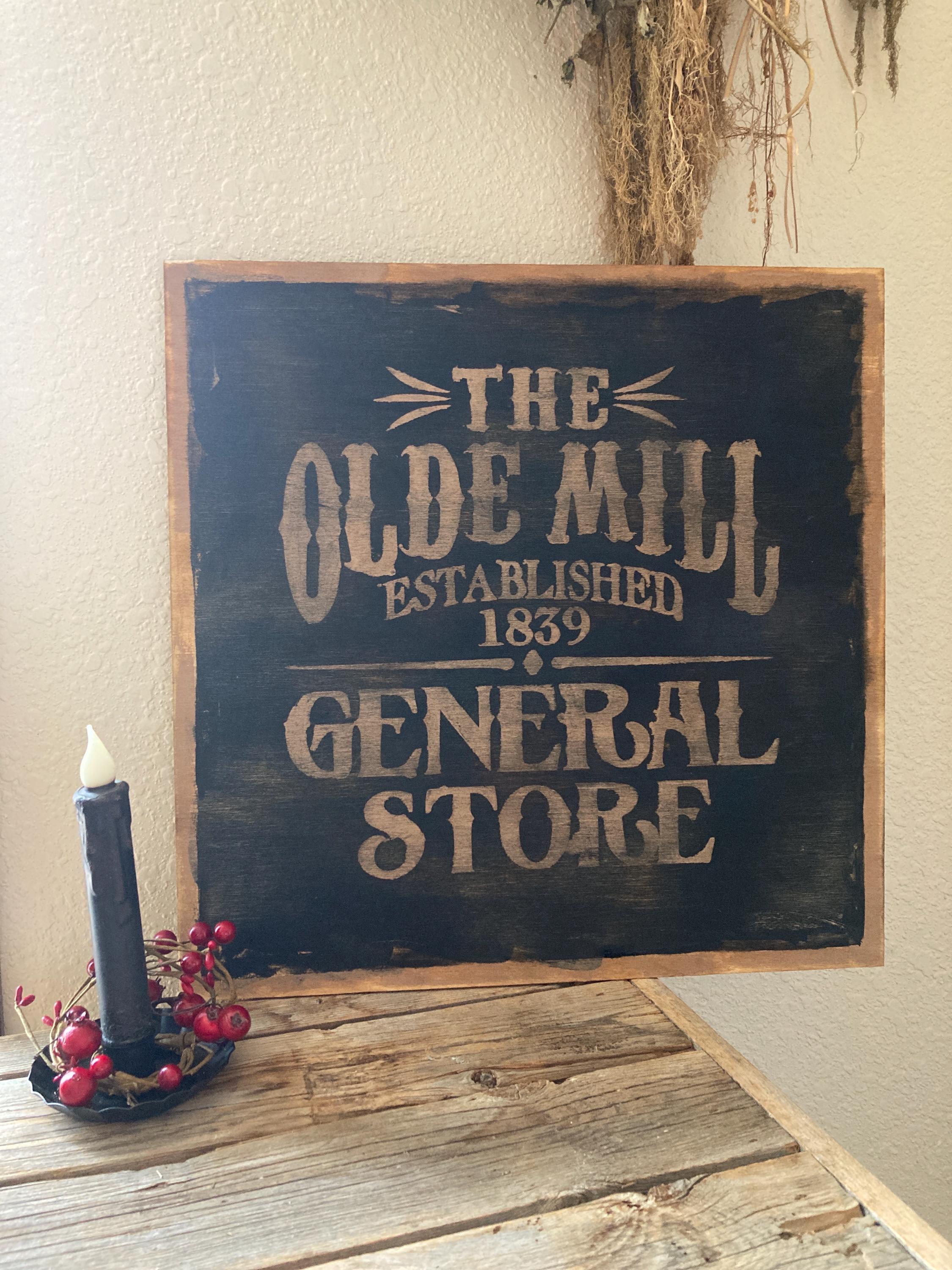 Colonial Sign Frame Olde Mill General Store Sign/ Colonial Sign Decor Rustic Sign/ Vintage ...