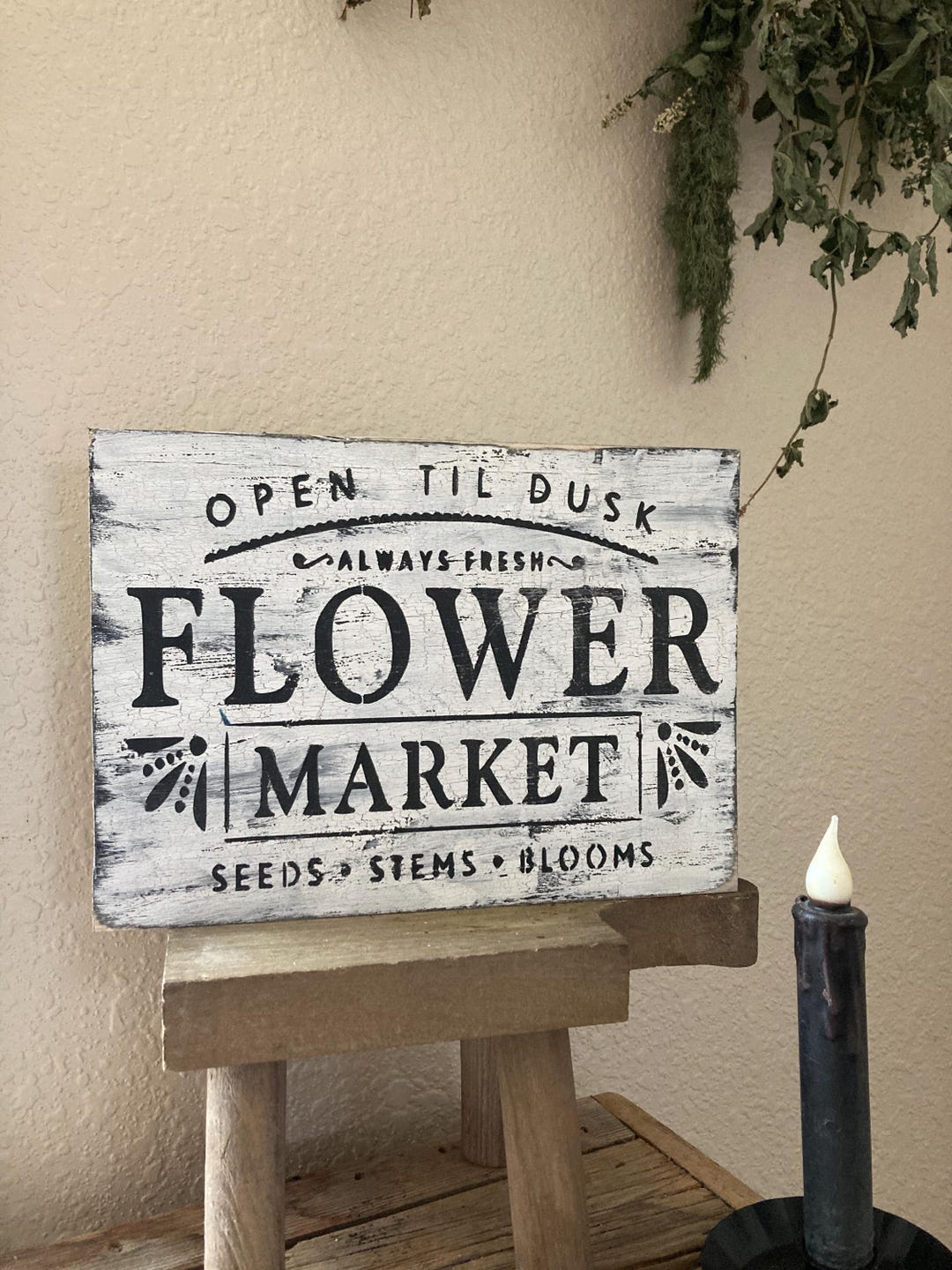 Rock Spring Flower Sign Flower Market Sign Primitive Spring Sign Vintage Decor, Primitive Decor ...