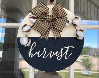 Harvest door hanger / fall front door sign/ farmhouse door hanger/ Autumn door hanger/ hello sign/