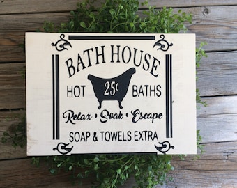 Bathroom Signs/ Farmhouse Signs/ Farmhouse Decor/ Bathroom Decor / Vintage Inspired Bathroom Sign/ Farmhouse Bathroom Signs
