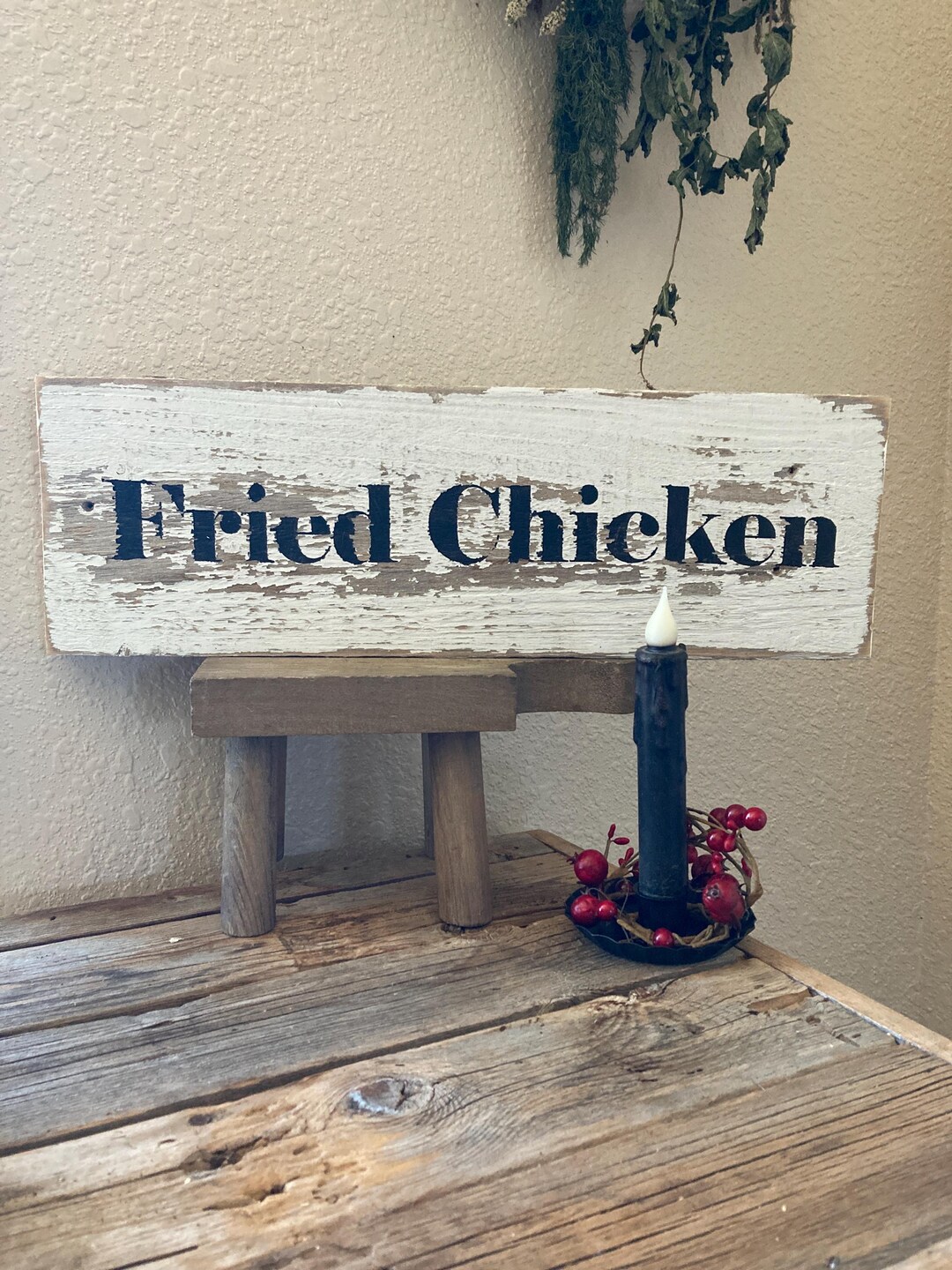 Fried Chicken Sign Vintage Decor, Primitive Decor Rustic Sign/ Vintage ...