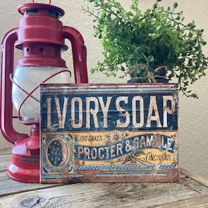 Vintage Reproduction laundry Ivory Soap Canvas  / Primitive soap print on canvas / primitives /  Vintage laundry room decor