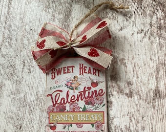 Valentine’s Day Wood Tag/ Valentine’s Day tiered tray vintage valentines Farmhouse Decor Wooden Tag/ Tiered Tray Decor / Sign for Wreath /