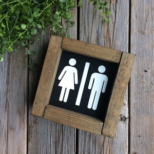 Bathroom Sign Farmhouse Sign/ Wood Signs / Farmhouse Bathroom Sign Mini Sign Restroom Sign/ Bathroom Decor image 3
