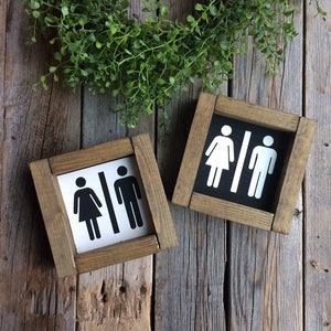 Bathroom Sign Farmhouse Sign/ Wood Signs / Farmhouse Bathroom Sign Mini Sign Restroom Sign/ Bathroom Decor image 1