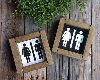 Bathroom Sign Farmhouse  Sign/ Wood Signs / Farmhouse Bathroom  Sign Mini Sign Restroom Sign/ Bathroom Decor