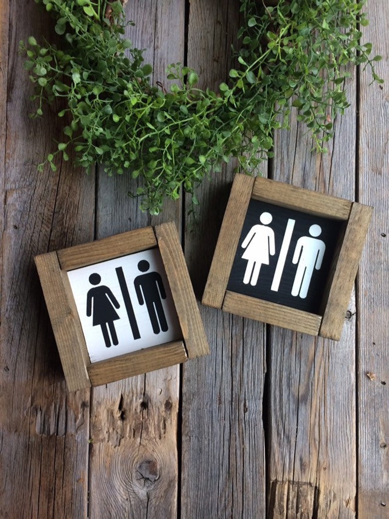 Bathroom Sign Farmhouse Sign/ Wood Signs / Farmhouse Bathroom Sign Mini Sign Restroom Sign/ Bathroom Decor image 1