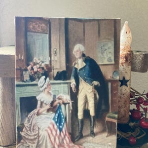 Primitive patriotic George Washington Betsy Ross print on canvas / Americana decor/ patriotic decor/ primitive summer / primitive kitchen  /