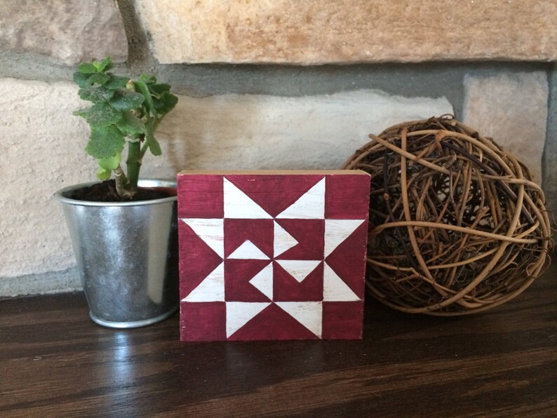 Barn Quilt Wood Block Mini Farmhouse Decor Sign For Home Etsy