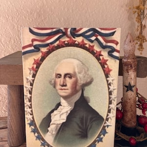 Primitive patriotic George Washington print on canvas / Americana decor/ patriotic decor/ primitive summer / primitive kitchen  /
