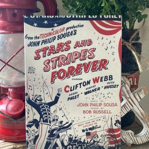 Vintage stars and stripes forever print on canvas / Americana decor/ patriotic decor/ primitive summer / primitive colonial Independence Day