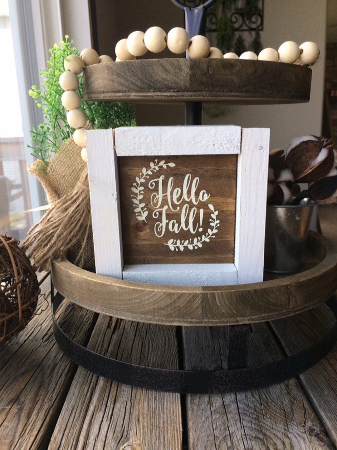 Fall Table Sign Hello Fall Sign Farmhouse Sign/ Fall Sign Halloween Sign Wood Signs ...