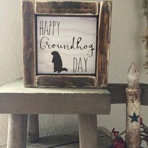 Happy groundhogs day sign tiered tray Sign Farmhouse  Sign/ Wood Signs / Winter Farmhouse Sign Tiered Tray Sign Mini Sign