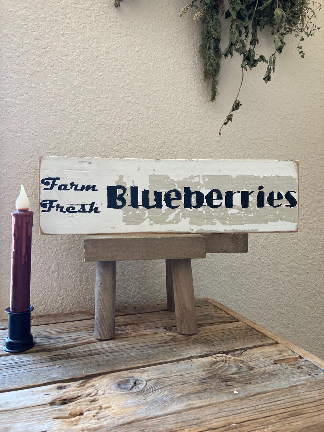 Rust Blueberry Sign Farm Fresh Blueberries Sign Vintage Decor, Primitive Decor Rustic Sign ...
