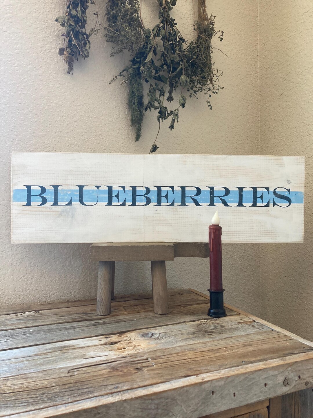 Rust Blueberry Sign Blueberries Sign / Farmstand Sign Farmhouse Spring Sign/ Garden Sign ...