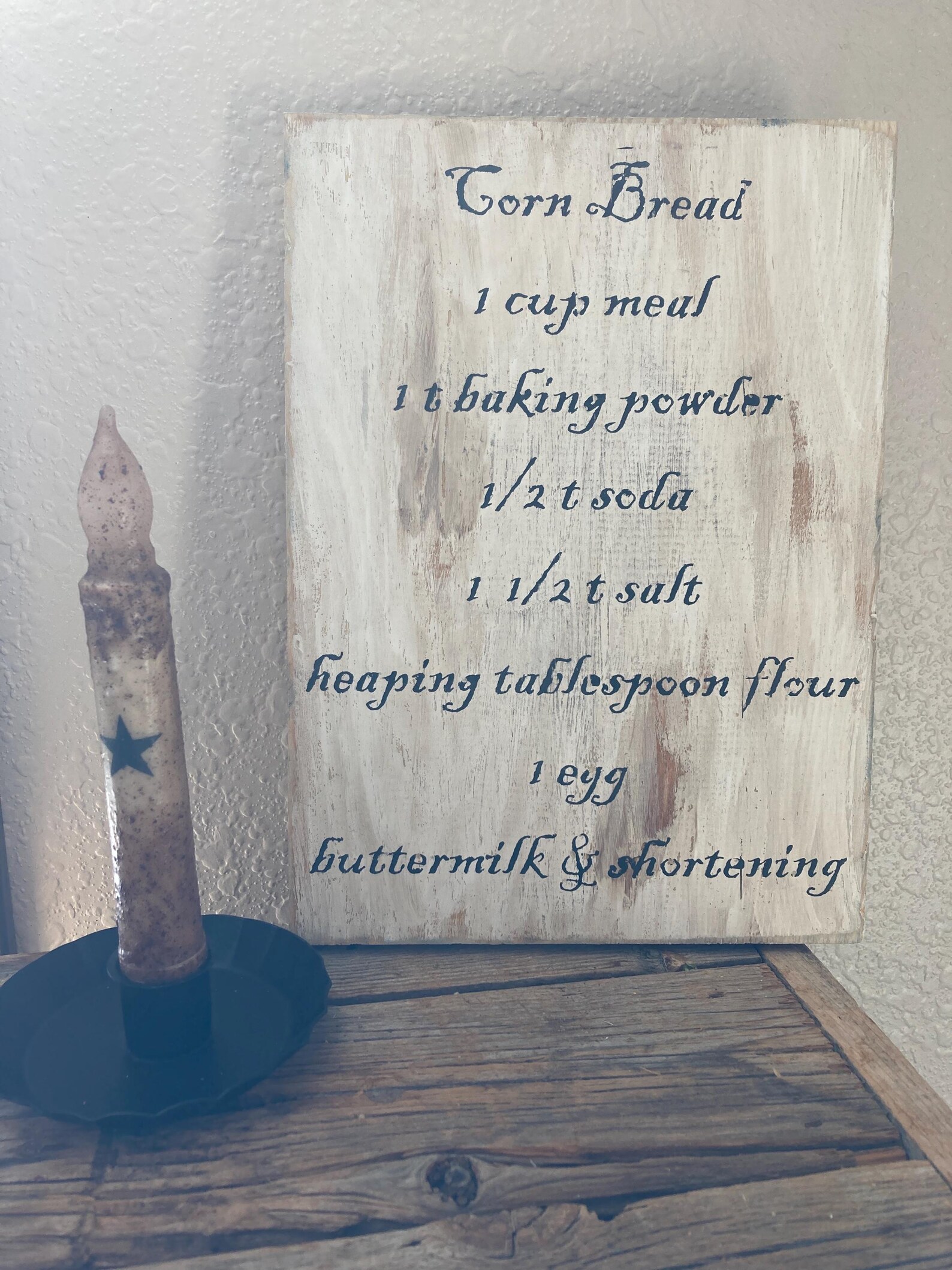 Primitive Cornbread Sign/ Handwritten Recipe/ Handwritten Recipe Sign ...