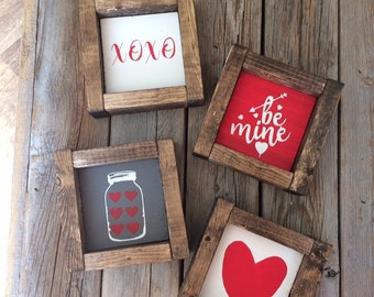 Valentines Day Signs/ Farmhouse Valentines/ Be Mine Sign/ Heart Sign/ Farmhouse Decor/ Tiered Tray Sign