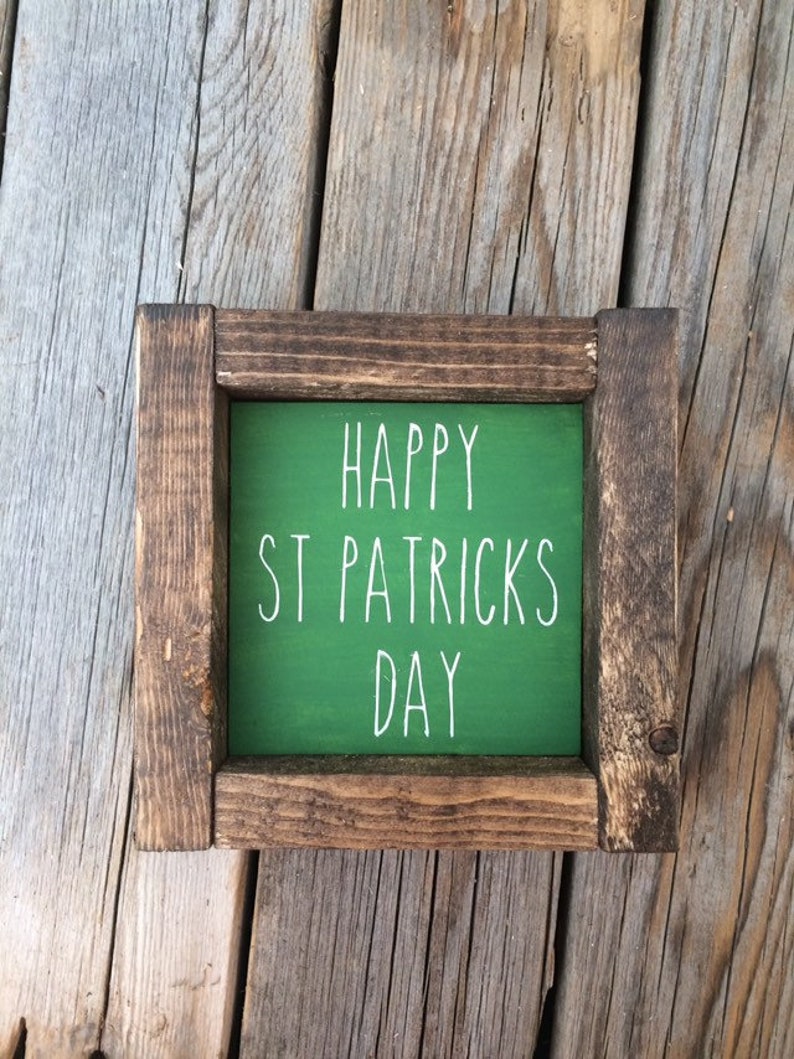 St Patricks Day Sign/ Lucky Sign/ Shamrock Sign/ St Patricks Day Decor Tiered Tray/ Farmhouse Signs Farmhouse Decor image 3