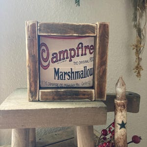 Campfire marshmallows  sign/ Patriotic tiered tray sign/ USA decor/ vintage patriotic decor colonial decor