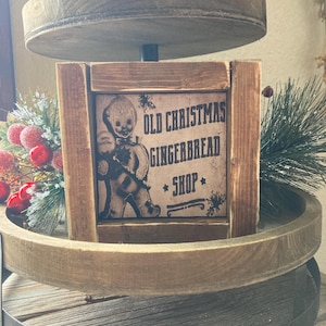 Primitive Christmas Gingerbread Shop vintage Christmas Sign / Farmhouse Christmas Farmhouse  Sign/ Wood Signs / Tiered Tray Sign