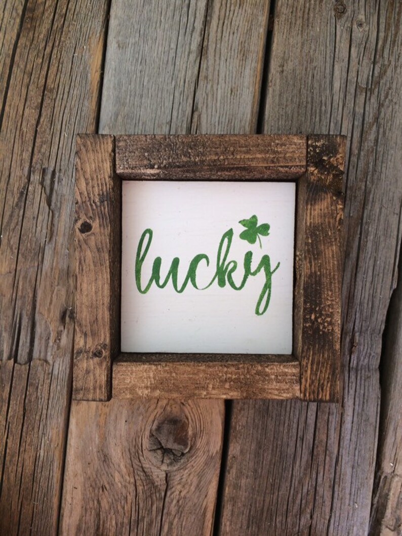 St Patricks Day Sign/ Lucky Sign/ Shamrock Sign/ St Patricks Day Decor Tiered Tray/ Farmhouse Signs Farmhouse Decor image 5