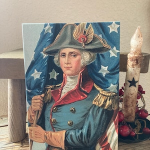 Primitive patriotic George Washington print on canvas / Americana decor/ patriotic decor/ primitive summer / primitive kitchen  /