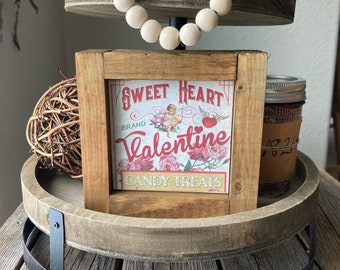 Valentines Day Sign Tiered tray Sign/ vintage valentines Sign Wood Signs / Winter Farmhouse Sign Tiered Tray Sign Mini Sign