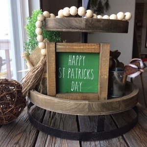 St Patricks Day Sign/ Lucky Sign/ Shamrock Sign/ St Patricks Day Decor Tiered Tray/ Farmhouse Signs Farmhouse Decor image 6