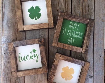 St Patricks Day Signs/ Lucky Sign/ Shamrock Sign/ St Patricks Day Decor Tiered Tray/ Farmhouse Signs Farmhouse Decor