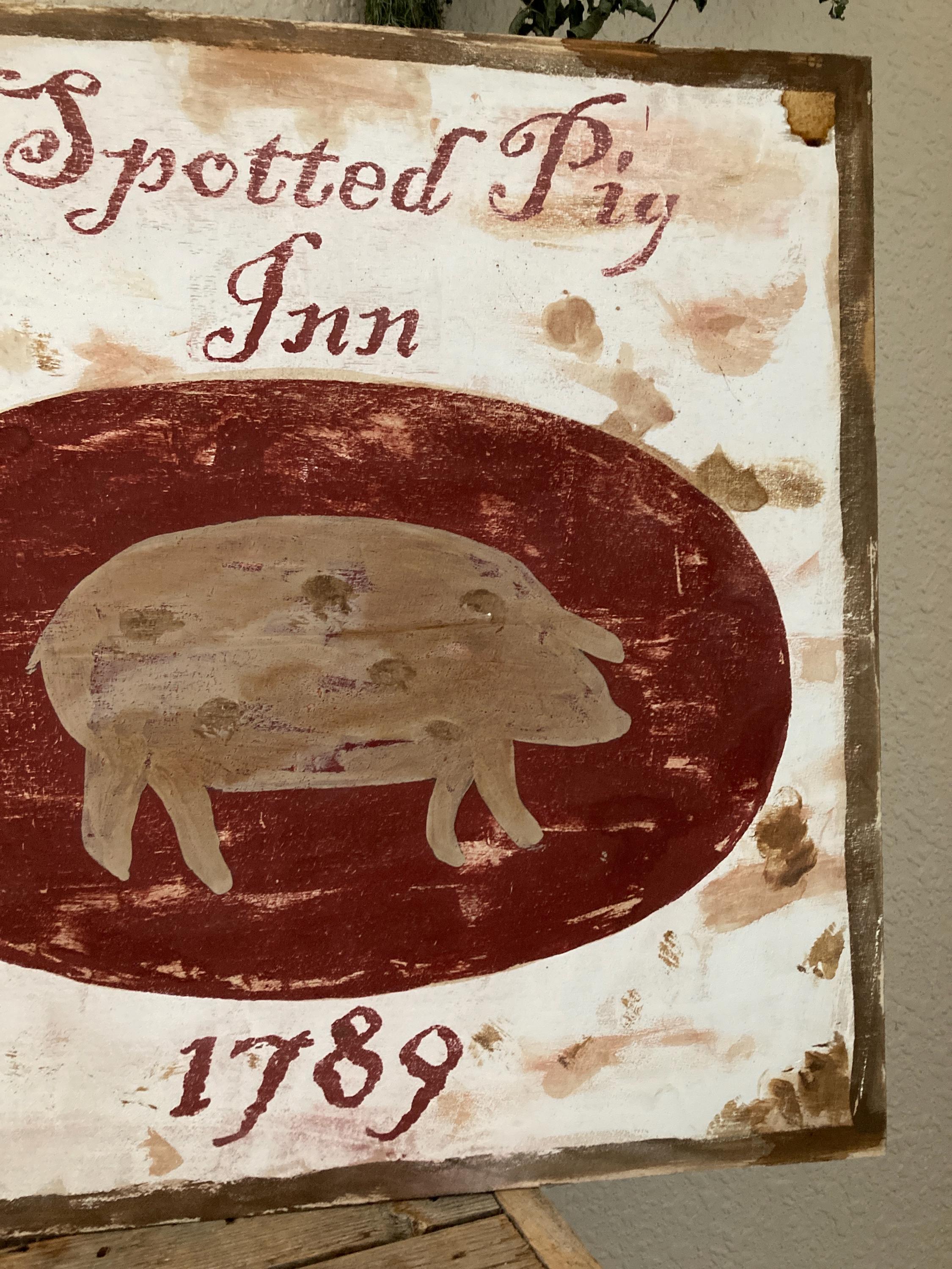 Colonial Sign Primitive Tavern Sign/ Colonial Sign Inn Sign Spotted Pig Inn Rustic ...