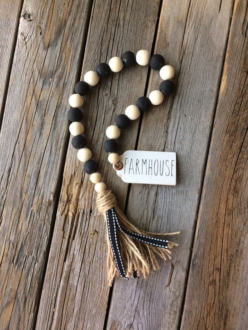 Farmhouse Wood Bead Garland/ Natural Wood Bead Garland - Etsy