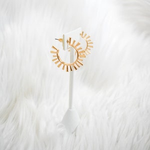 Gold Sun Hoops, Gold Sun Earrings, Open Hoop Earrings, Summer Earrings, Starburst Earrings
