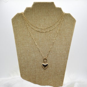 Paperclip Heart Necklace, Gold Heart Necklace, Heart Jewelry, Gold Heart Locket Necklace, Puffed Heart Necklace, Paperclip Necklace
