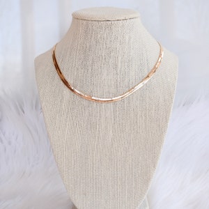 Gold Herringbone Necklace, Gold Snake Chain, Flat Chain Necklace, Flat Herringbone, Rosary Chain Choker, Thick Chain Necklace