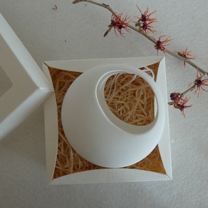 Flower basket fine white porcelain / spring flowers / succulents / tillandsias in a cream colored gift box image 8