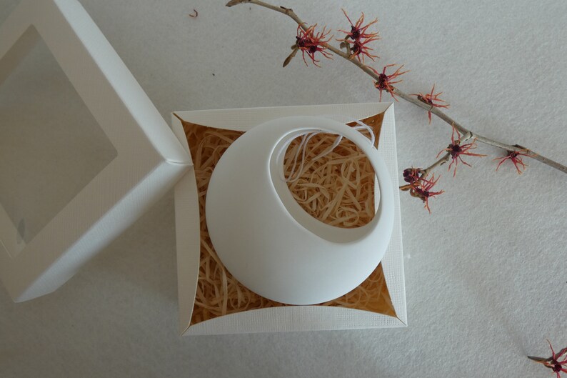 Flower basket fine white porcelain / spring flowers / succulents / tillandsias in a cream colored gift box image 8