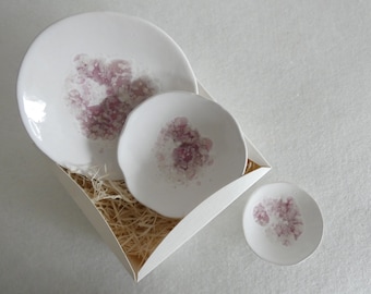 Jewelry bowls set of 3 made of ceramic - rose quartz