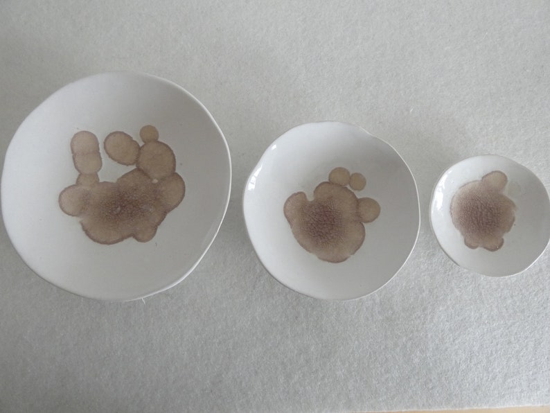 Set of 3 ceramic jewelry bowls amethyst image 2