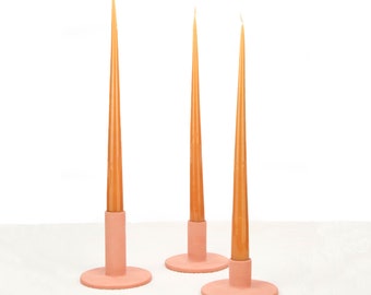 Set of 3 candlesticks made of ceramic, terracotta