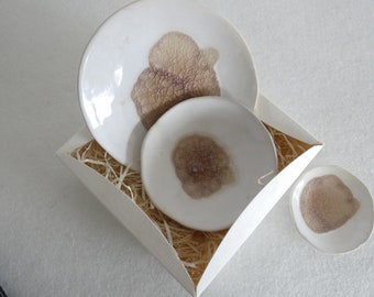 Set of 3 ceramic jewelry bowls - amethyst