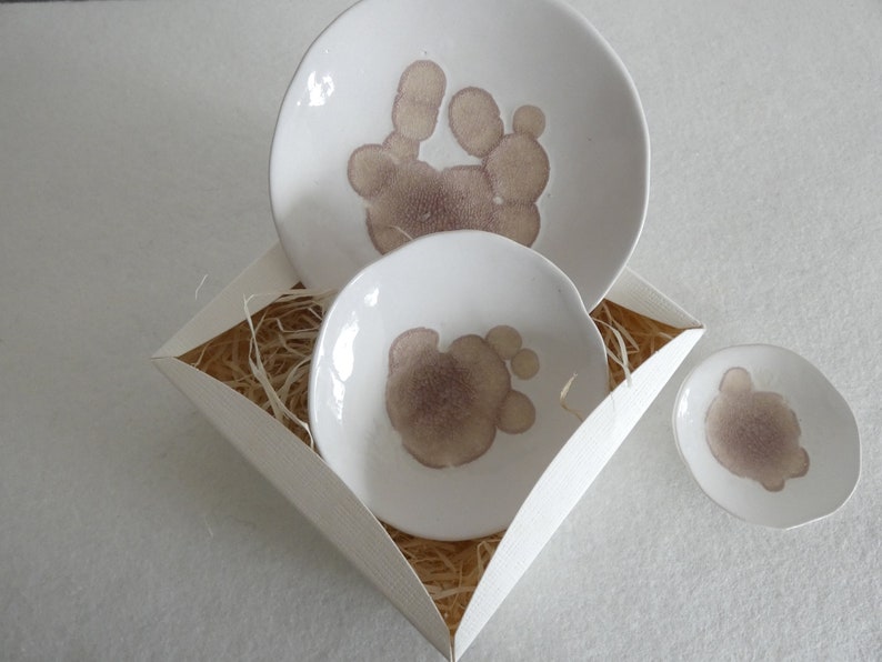 Set of 3 ceramic jewelry bowls amethyst image 1