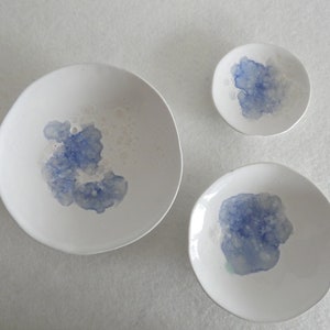 Set of 3 ceramic jewelry bowls aquamarine image 3