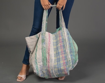 Vintage kantha Cotton bag, big size bag, shoulder bag, kantha XL bag, tote bag