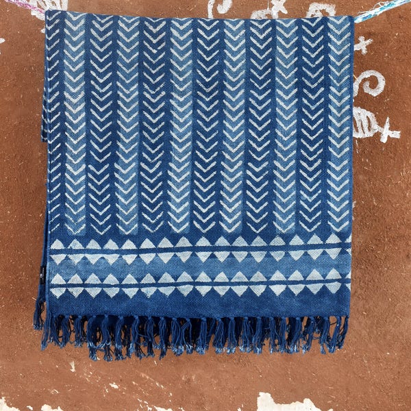 Indigo blue Block printed, Handmade, Cotton Rug Dhurrie, Handmade Rugs, Traditional Indian rug, picninc rug, rug, block printed